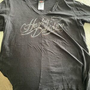 Harley-Davidson Black V-Neck Script Logo Tee